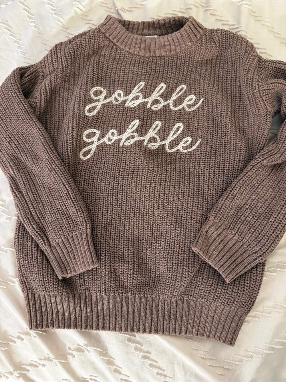 Kids Taupe 'Gobble Gobble' Knit Sweater